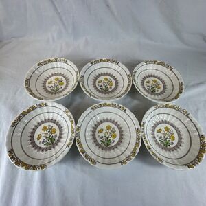 6 Spode Buttercup Cereal Bowl 6.25" Scalloped Edge England 2/7873 No Crazing